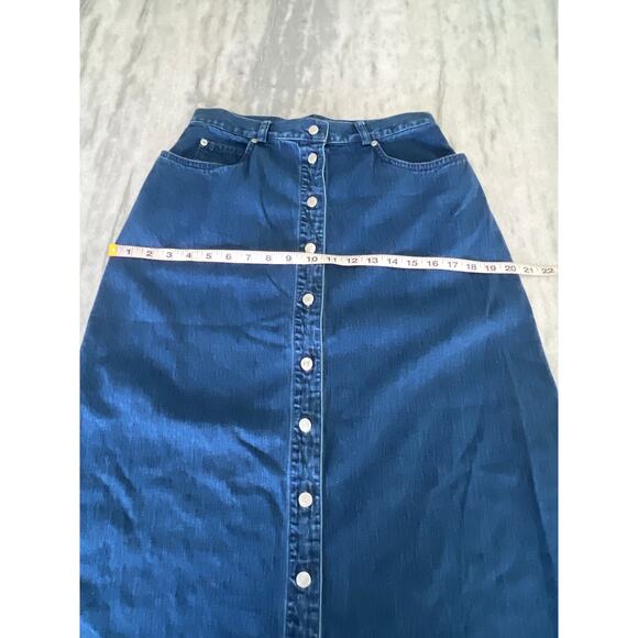 Talbots- Vintage Denim Skirt Button Front Maxi Midi Size 8 Westerncore Retro - Picture 6 of 7